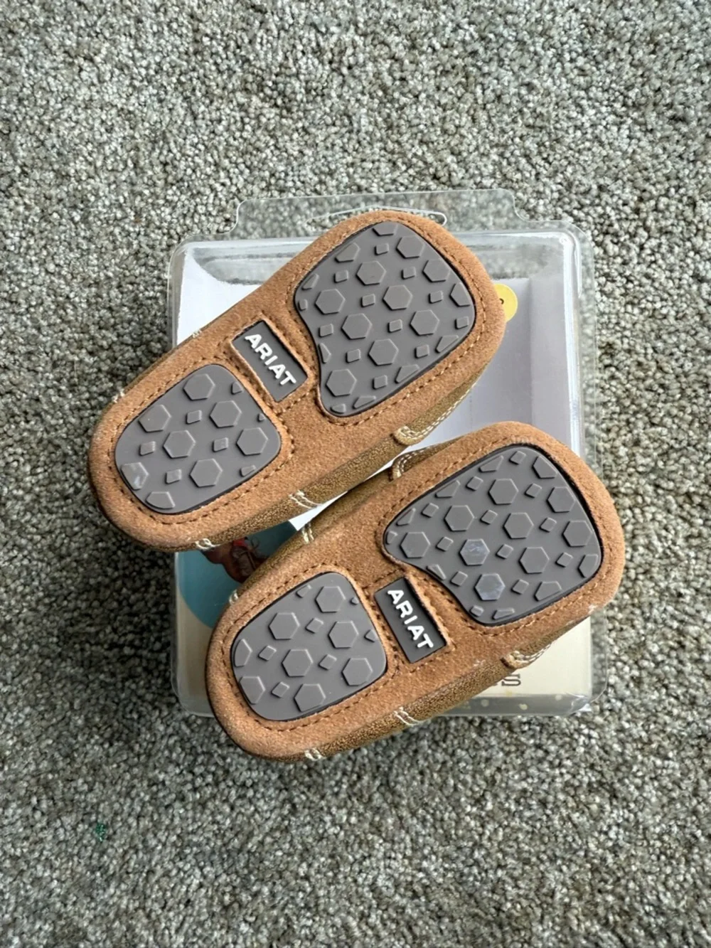 Ariat infant Brown Leather Moccasin Slip-Ons “Lil Stompers”